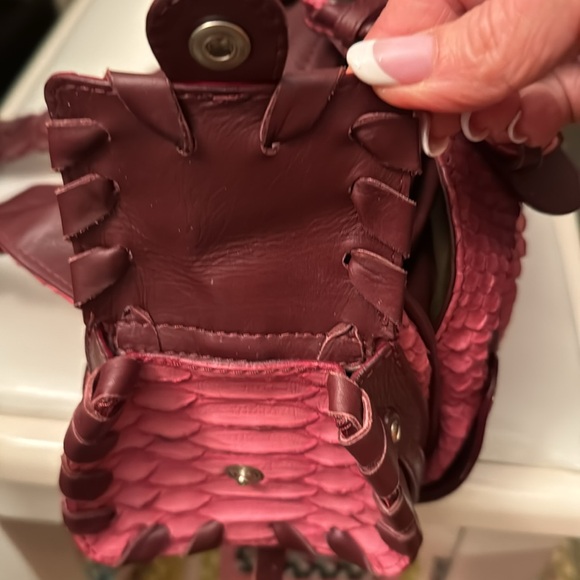 Chloe Snakeskin & Leather Bag - Pink & Maroon - Picture 10 of 10